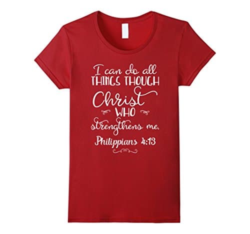 Women's Philippians 4:13 I Can Do All Things Through Christ T-Shirt XL Cranberry