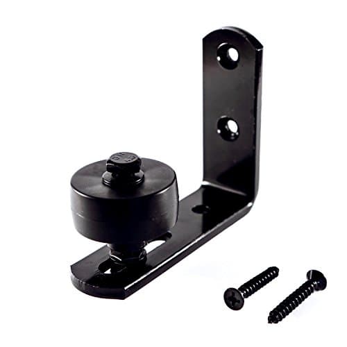 Black Bottom Guide Stay Roller Adjustable for Sliding Barn Door Hardware, Wall Mounted, Country Style
