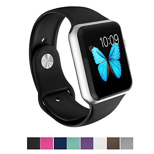 Apple Watch Band - e6Hope Soft Silicone Replacement iWatch Strap for Apple Watch Series 1,Series 2,Series 3 (black, 42mm - S/M)