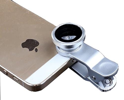 Magabee Universal Clip Camera lens kit for iPhone 6s plus/6s/6 plus/6,Samsung GalaxyS6/S5,Mobile Phones (Fish Eye Lens+ 2in1Macro Lens &amp; Wide Angle Lens)(silver)
