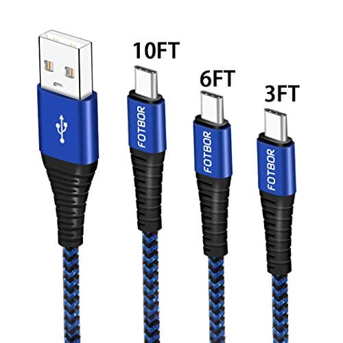 Type C Cable, Nylon Braided USB C Cable Data Sync & Charging Fast Charger Power Cord for Google Pixel 2 3 XL Nexus 5X 6P, Moto Z3 Z2 Play, Galaxy S9 S8 Plus Note 8 Note 9 Charger Cable(3 Pack 123m)