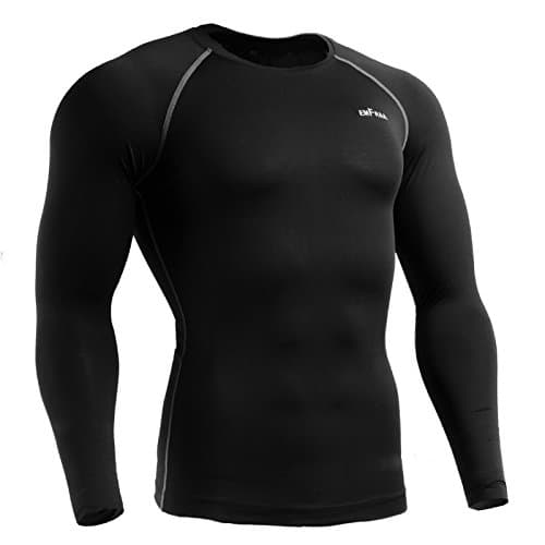 Emfraa Men Women Compression Under Cool Base Layer T Shirt Long Sleeve Black,Small,E-3