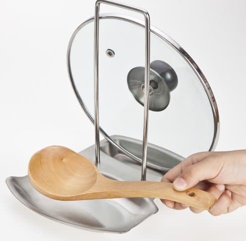 Pot Cover Rack With Water Tray Kitchen Spoon Shelf Flatware Eco-friendly,stocked Accesseries For