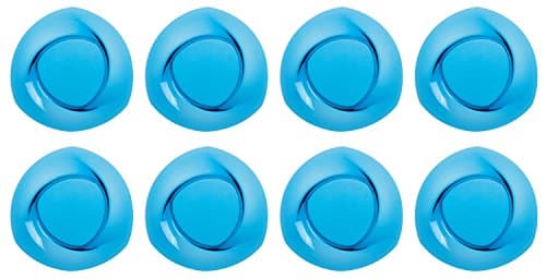 Kreate 8" Acrylic Dessert Plates - Set of 8 - Triangular Vortex Break-Resistant Plastic - Aqua Blue Accent - BPA Free