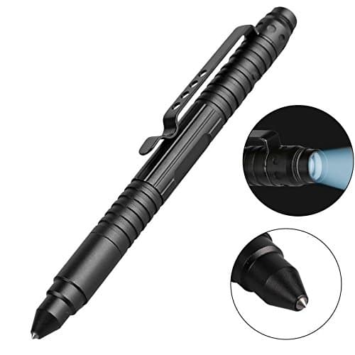 Tactical Survival Pen Multi Use Survival Tool Precision Writing Glass Breaker LED Tactical Blue Flashlight Kubaton Self Defense Military Combats
