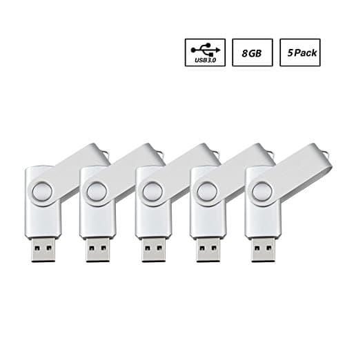 ABAZAR 5pcs 8gb Usb Flash Drive Usb 3.0 Flash Drive Memory Stick Fold Storage Thumb Stick Pen Swivel Design Silver