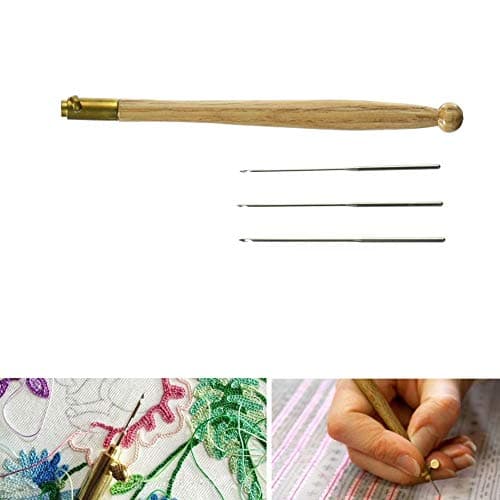Knitting Needles Set: Tambour Hook with 3 Needles 70 90-100 Embroidery Tools Sequins Bead Neddle Set Tool Kit TB Sale
