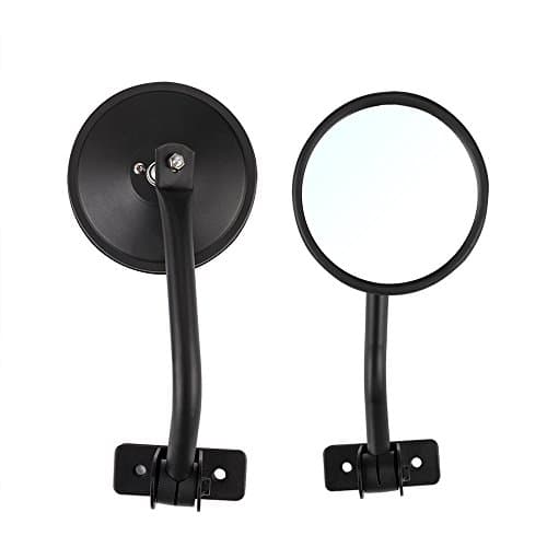 Santu Quick Release Mirror Textured Black Round for 97-17 Jeep Wrangler tj jk jku (Texture Black Round)