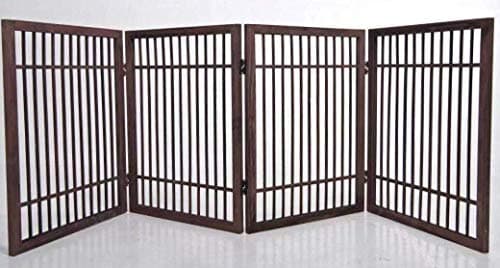 4 Panel Solid Wood Folding Pet Dog Gate Strong and Durable with 2 Way Hinges