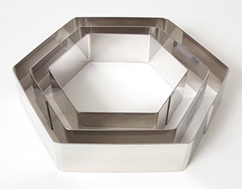 Professional Hexagonal Cake Ring Set & # X2205 12 15.5 x 19 cm, Höhe 4 cm Stainless Steel