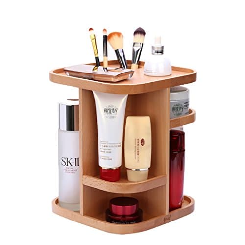 High - Grade Solid Wood Rotating Cosmetics Storage Frame Creative Dressing Table Finishing Box