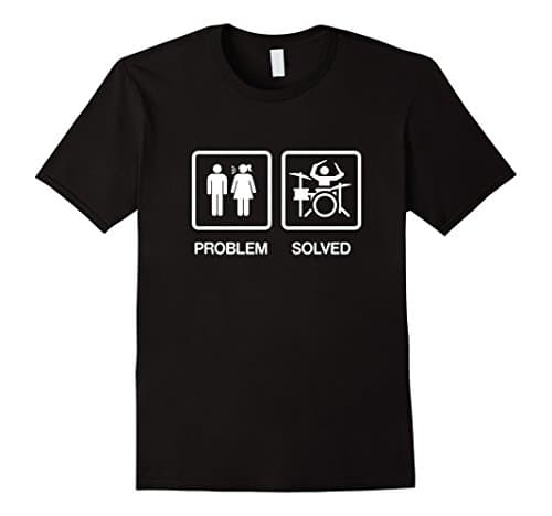 Mens Problem Solved Funny Drums Drummer T Shirt Gift Large Black
