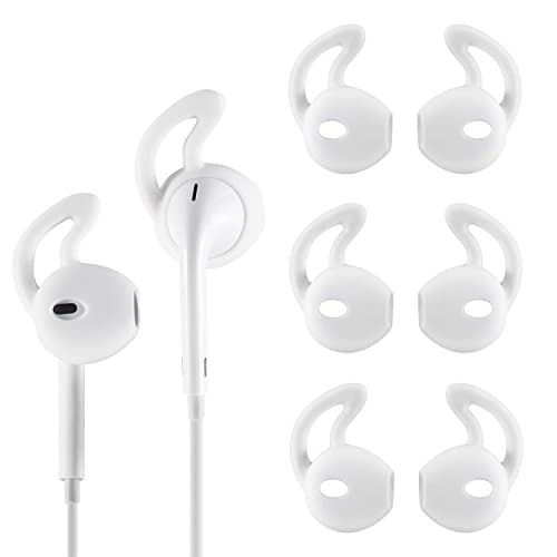 TEEMADE 6 Pieces for EarPods EarHooks Silicone EarTips Replacement Ear Gels Buds Anti-Slip Silicone Soft Sports Earbud Tips for iPhone Earphones