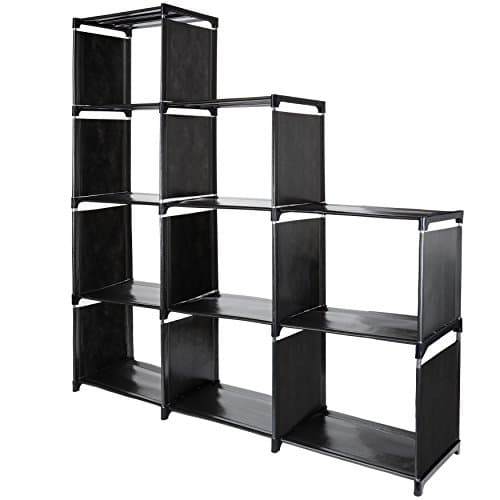 9 Cube Storage Shelves, SJHL DIY Modular Closet Organizer Unit and Bookshelf Cabinet for Clothes, Toys, Books and Shoes (Black)