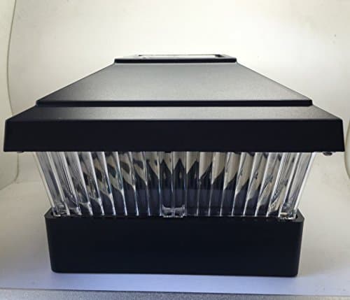 Set of 8 Solar Powered LED Light Plastic Black Square Post Fence with Inner Post Base Mount Dimension 5"x5" (Item Number NH225BK)