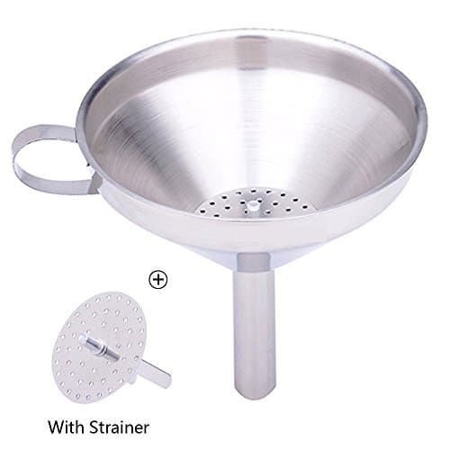 Stainless Steel Kitchen Funnel with Removable Strainer,Filter for Essential,Cooking Oils, Flask Funnel for Transferring of Liquid, Fluid, Dry Ingredients &amp; Powder,5- Inch,Silver