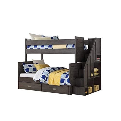 Building Blocks Dylan Staircase Bunk Bed Twin Over Full in Grey Slate