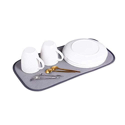 Jovilife 2Pack Dish drying mat,kitchen counter protection, drying mat microfiber, washable 918in Grey