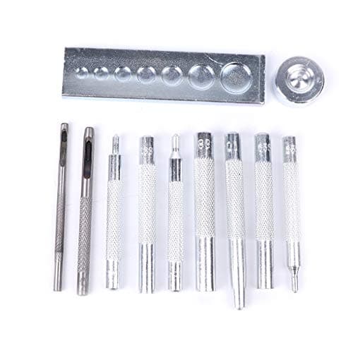 Yanhonin 11Pcs Die Hole Punch Button Snap Rivet Setter Base Kit, Leather Craft DIY Tool