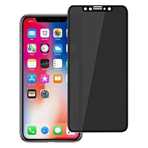 apple Iphone X(10) Screen protector, Top trade 3D 9H Hardness Privacy Tempered Glass Anti-Spy Case Fridendly Screen Protector Shield For apple Iphone X(10), Color Black
