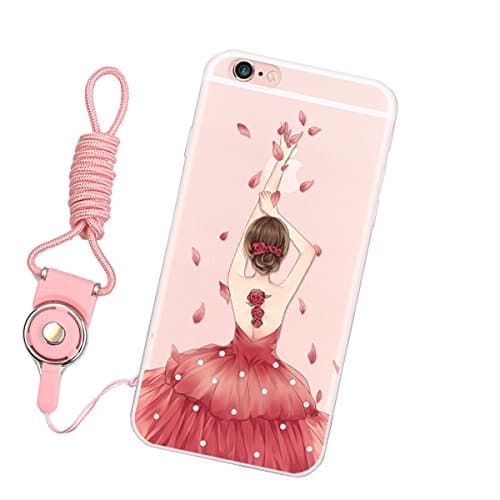 iPhone 6S Case,iPhone 6 Case,COSROLE Silicone Rubber TPU Thin Clear Transparent [Girl Dress Pattern] [3D Relif] Protective Anti-Scratch Back Phone Cover Case for iPhone 6/6S-Pink Dress