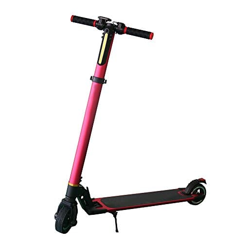 KUFENG Foldable Electric Scooter with LED Light High Speed Scooter Easy to Carry and Save Place Mini Ebike Aluminum Alloy Motor Scooter For Adult (Red)