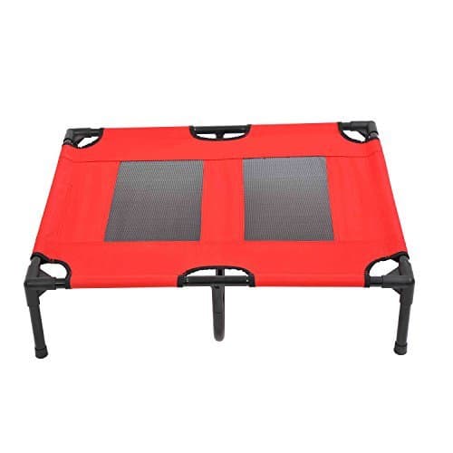 Tenive Elevated Cooling Mesh Pet Bed Pet Dog Cot Sleeping Bed, 36" x 30" (Red)