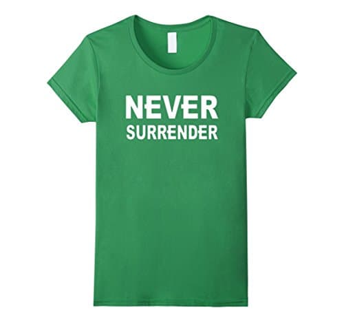 Womens NEVER SURRENDER TSHIRT Small Grass