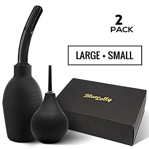 2 Pack Silicone Enema Bulb Set from Blue Lolly, One Large(10.5 oz) and One Small (3 oz), Home Enema for Anal or Vaginal Douching Aids in Hygiene.