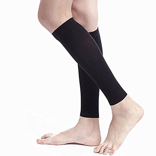 Onebook Calf Compression Sleeve (30-40mmHg) - One Pair Leg Performance Compression Socks for Shin Splint & Calf Pain Relief - Improves Circulation & Recovery Men Women Runners Guards Sleeves-Black M