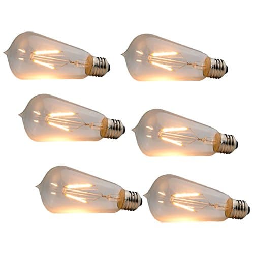 CIMC LLC 6 Pack Vintage Edison Light Bulb Dimmable LED Light Bulb Squirrel Cage Filament ST58 -Lmitation Tungsten Wire 2W 4W 220V E27 Medium Base (2)