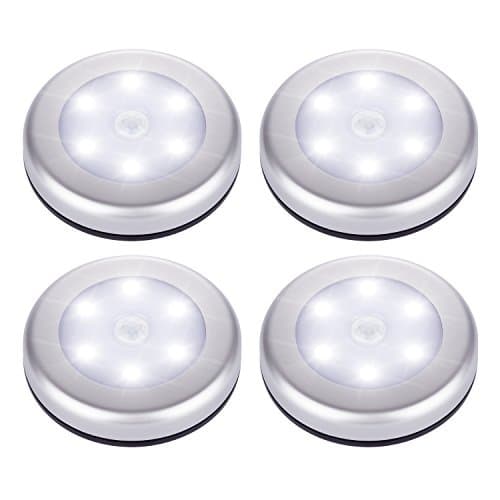 Tradinno Motion Sensor Light,Battery Powered LED Night Light for Hallway, Cabinet, Doorway, Bedroom, Closet, Cupboard, Bathroom, Toilet (Stick-on Anywhere, Battery-powered, Built-in Magnet), 4-Pack