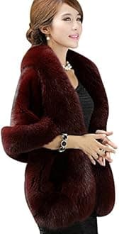 Roniky Women's Faux Fur Coat Wedding Cloak Cape Shawl for Evening Party