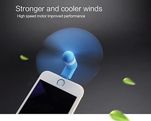 Mini iPhone Fan Portable USB 8 Pin Fan for iphone, Pads, or Computers / Portable Mobile Dock Fan Lightning - Blue ,white ,rose Red, orange (BLUE)