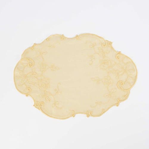 4 Piece Yellow Placemats, Design Embroidered Pattern, Linen Material, Formal Traditional, Spot Treat, Indoor, Stone Washed 100-Percent Linen Placemats, Perfect For Gathering Of Friends Family