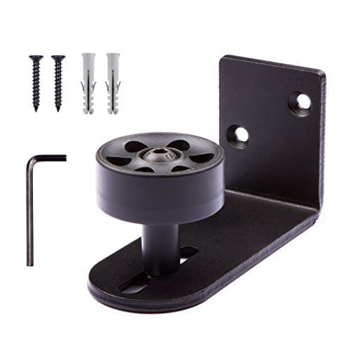 TORO HOME - Bottom Adjustable Guide Stay Roller for Barn Doors - Sliding Door Hardware with Screws and Wall plug included - Barn Door Guide Roller Black