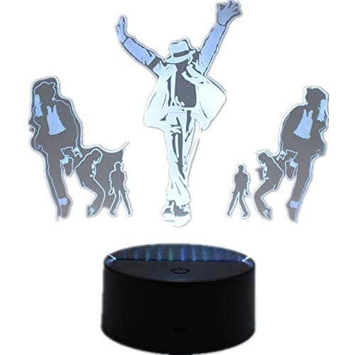 Music Dancer Michael Jackson Creative Night Light 3D LED Home Office Decoration Bedside Lamp Touch Remote Control 16 Color Acrylic USB/Battery Creative Gifts (Michael Jackson)