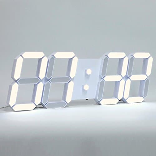 ROIRETNI Modern LED Digital Wall Clock PLUS+ White / Mood Light (Mood Light/Cable 3.3m)