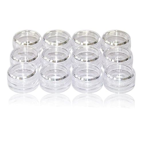 12 Empty Plastic Pots. Screw top. Jars for glitter nail art beads crafts - Size: 5ML / Clear colour by TARGARIAN