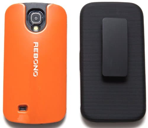 REBONO Protective Polycarbonate Shell Holster Combo Case With Belt Clip &amp; Screen Protector For Samsung Galaxy s4 S IV Fits All Models (FIERY ORANGE)