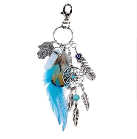 Natural Opal Stone Dreamcatcher Keychain
