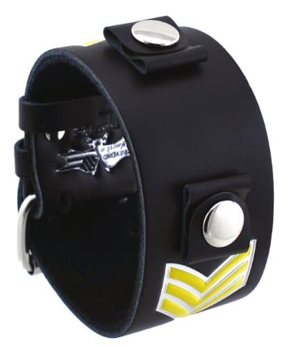 Beyond America #BA-SRG1 18mm Lug Width Sergeant Emblem Wide Leather Cuff Band