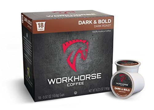 Workhorse Coffee Single Serve K-Cup Coffee Pods, 18 Count Box (Dark and Bold)