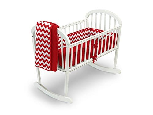 Baby Doll Bedding Chevron Cradle Bedding Set, Red