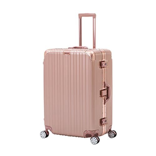 ORKAN AL frame design hard shell luggage Carry OnSuitcase 4 wheels/light weight/TSA Lock (24 inch, Rose Golden)