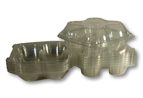 Regal Baker Cupcake Box-Clear Plastic Muffin Holder 4 compartment Reusable or Disposable to Go Containers (10 count)