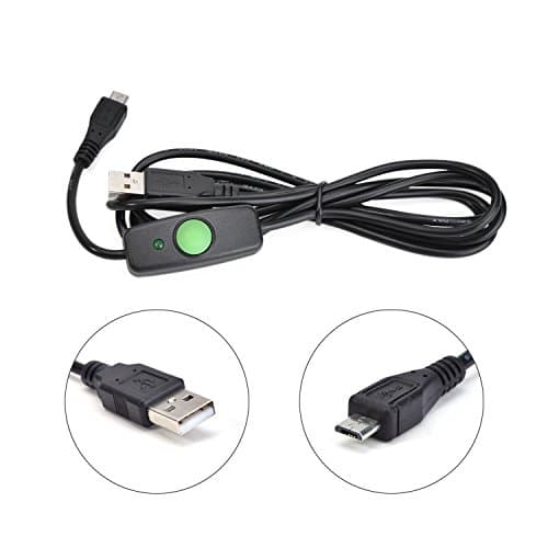 LoveRPi USB to MicroUSB Push On Off Power Switch with Green Status LED for Raspberry Pi