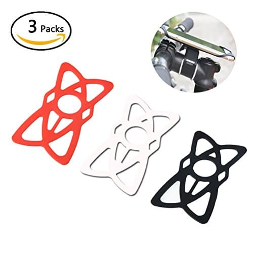 Security Rubber Bands Grips Replacement Rubber Silicone Straps for Universal Bike, Motorcycle Handlebar, Fits All iOS Android Smartphone GPS other Devices (Red &amp; white &amp; Black)