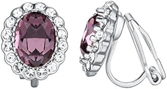 YoursfsClip On Earrings for Women Platinum Plated Vintage Crystal Invisible Rhinestone Earrings Non Pierced
