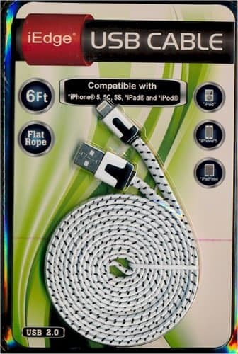 IEDGE PUR 6' FLAT ROPE CBL - IPHONE/IPAD